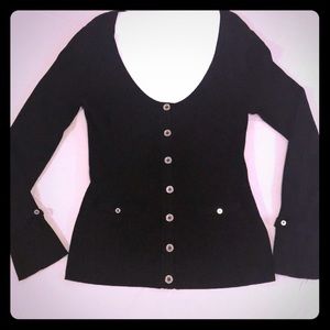 WHBM Scoop Neck Button Down Sweater - Sz Large